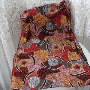 Bulurru Chiffon Scarf Aboriginal Pattern Bush Tucker Tan